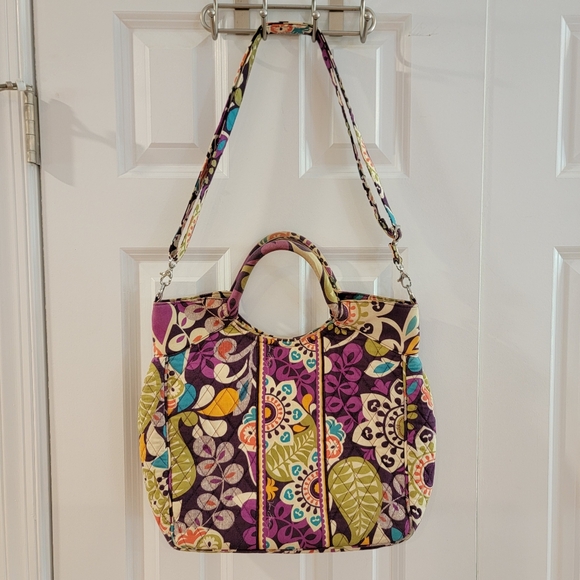 Vera Bradley Plum Crazy Purple Floral Top Handle Bag‎ Purse - Picture 10 of 14